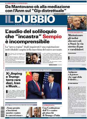 Prima pagina Il Dubbio di oggi - Quotidiano nazionale