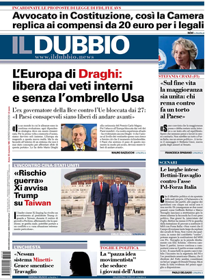 Prima pagina Il Dubbio di oggi - Quotidiano nazionale