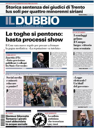 Prima pagina Il Dubbio di oggi - Quotidiano nazionale