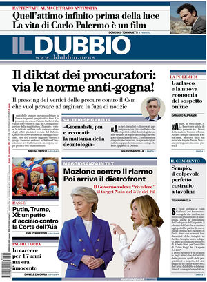 Prima pagina Il Dubbio di oggi - Quotidiano nazionale