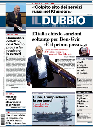 Prima pagina Il Dubbio di oggi - Quotidiano nazionale