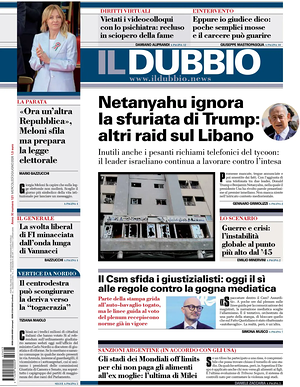 Prima pagina Il Dubbio di oggi - Quotidiano nazionale