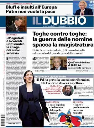 Prima pagina Il Dubbio di oggi - Quotidiano nazionale