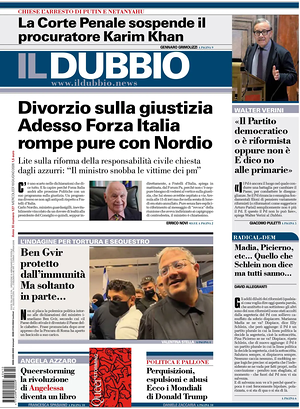 Prima pagina Il Dubbio di oggi - Quotidiano nazionale
