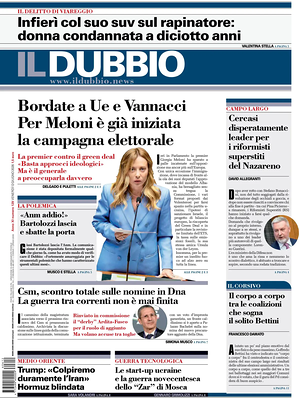 Prima pagina Il Dubbio di oggi - Quotidiano nazionale
