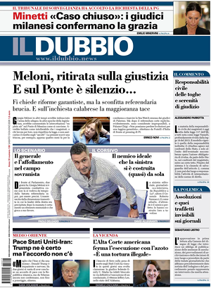 Prima pagina Il Dubbio di oggi - Quotidiano nazionale