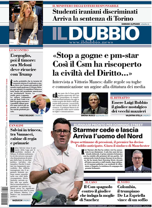 Prima pagina Il Dubbio di oggi - Quotidiano nazionale