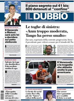 Prima pagina Il Dubbio di oggi - Quotidiano nazionale