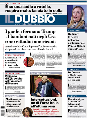 Prima pagina Il Dubbio di oggi - Quotidiano nazionale
