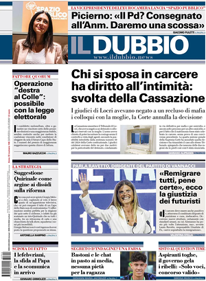 Prima pagina Il Dubbio di oggi - Quotidiano nazionale