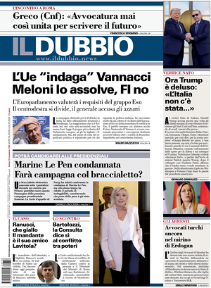 Prima pagina Il Dubbio di oggi - Quotidiano nazionale