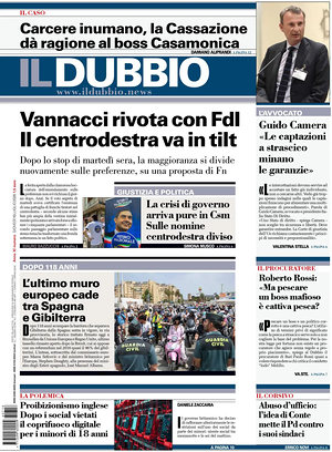 Il Dubbio prima pagina