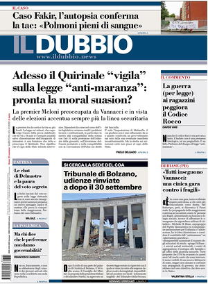 Prima pagina Il Dubbio di oggi - Quotidiano nazionale