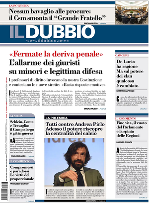 Prima pagina Il Dubbio di oggi - Quotidiano nazionale