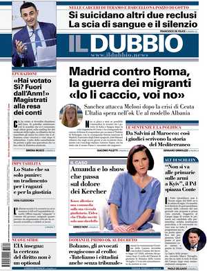 Prima pagina Il Dubbio di oggi - Quotidiano nazionale