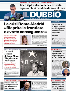 Prima pagina Il Dubbio di oggi - Quotidiano nazionale