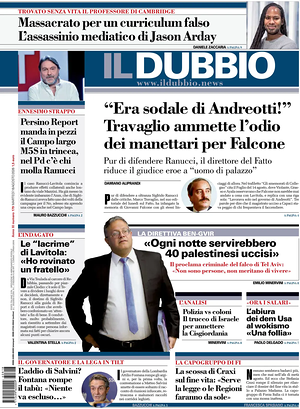 Prima pagina Il Dubbio di oggi - Quotidiano nazionale