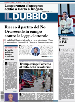 Prima pagina Il Dubbio di oggi - Quotidiano nazionale