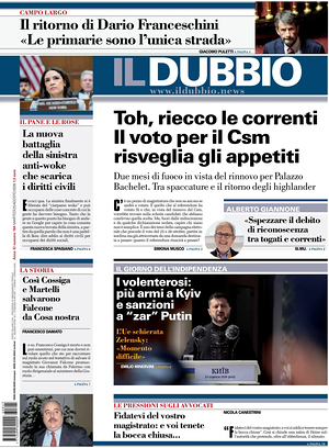 Prima pagina Il Dubbio di oggi - Quotidiano nazionale