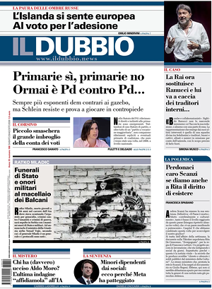 Prima pagina Il Dubbio di oggi - Quotidiano nazionale