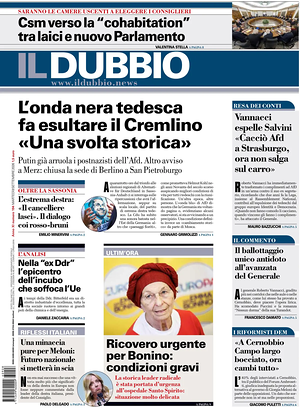 Prima pagina Il Dubbio di oggi - Quotidiano nazionale