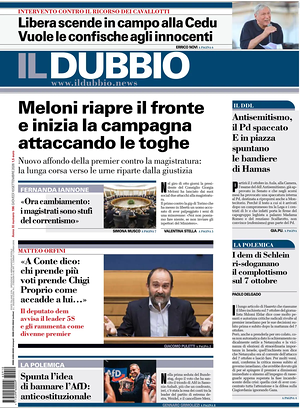 Prima pagina Il Dubbio di oggi - Quotidiano nazionale