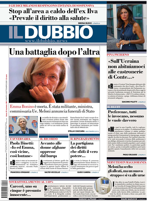 Prima pagina Il Dubbio di oggi - Quotidiano nazionale