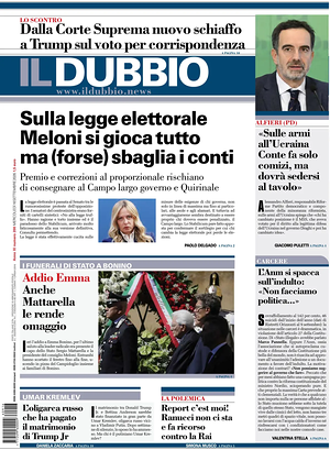 Prima pagina Il Dubbio di oggi - Quotidiano nazionale