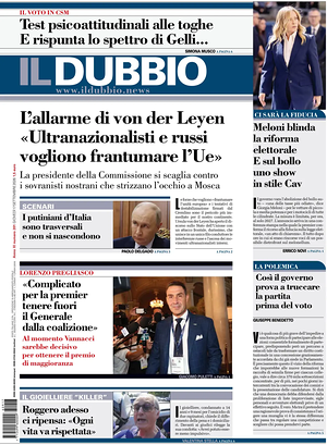 Prima pagina Il Dubbio di oggi - Quotidiano nazionale