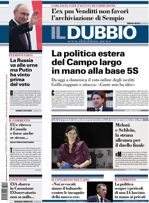 Prima pagina Il Dubbio di oggi - Quotidiano nazionale