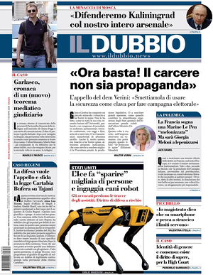 Prima pagina Il Dubbio di oggi - Quotidiano nazionale
