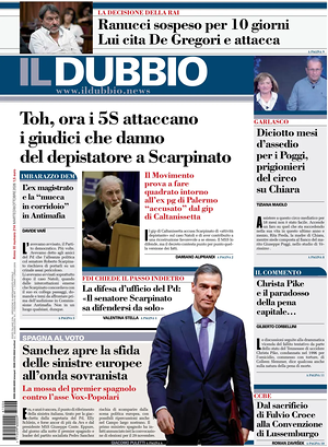 Prima pagina Il Dubbio di oggi - Quotidiano nazionale
