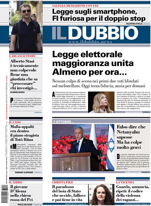 Prima pagina Il Dubbio di oggi - Quotidiano nazionale