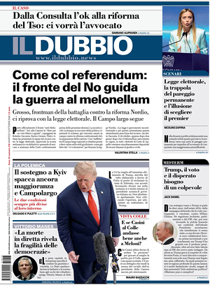 Prima pagina Il Dubbio di oggi - Quotidiano nazionale