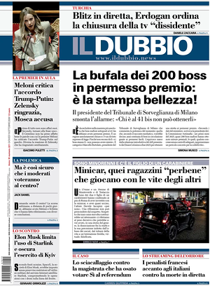 Prima pagina Il Dubbio di oggi - Quotidiano nazionale