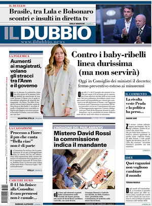 Prima pagina Il Dubbio di oggi - Quotidiano nazionale