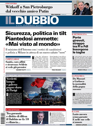 Prima pagina Il Dubbio di oggi - Quotidiano nazionale