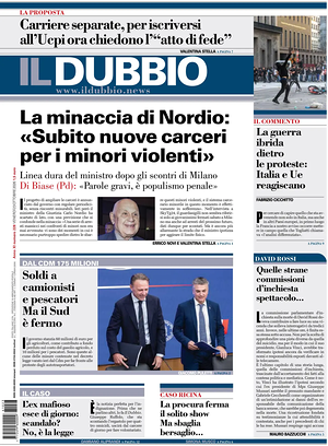 Prima pagina Il Dubbio di oggi - Quotidiano nazionale