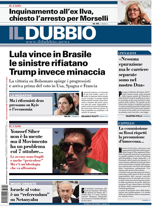 Prima pagina Il Dubbio di oggi - Quotidiano nazionale