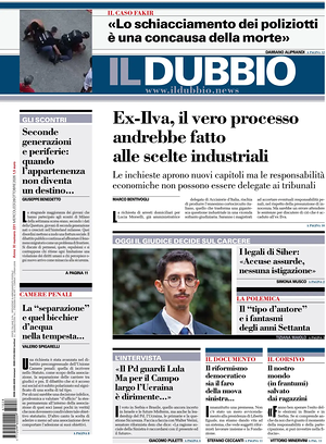 Prima pagina Il Dubbio di oggi - Quotidiano nazionale