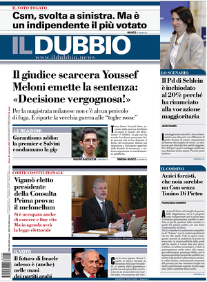 Prima pagina Il Dubbio di oggi - Quotidiano nazionale