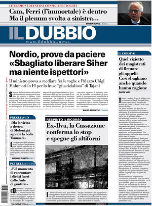 Prima pagina Il Dubbio di oggi - Quotidiano nazionale