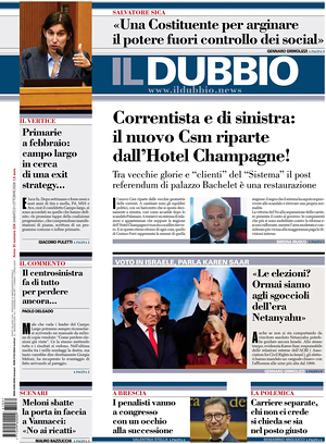 Prima pagina Il Dubbio di oggi - Quotidiano nazionale