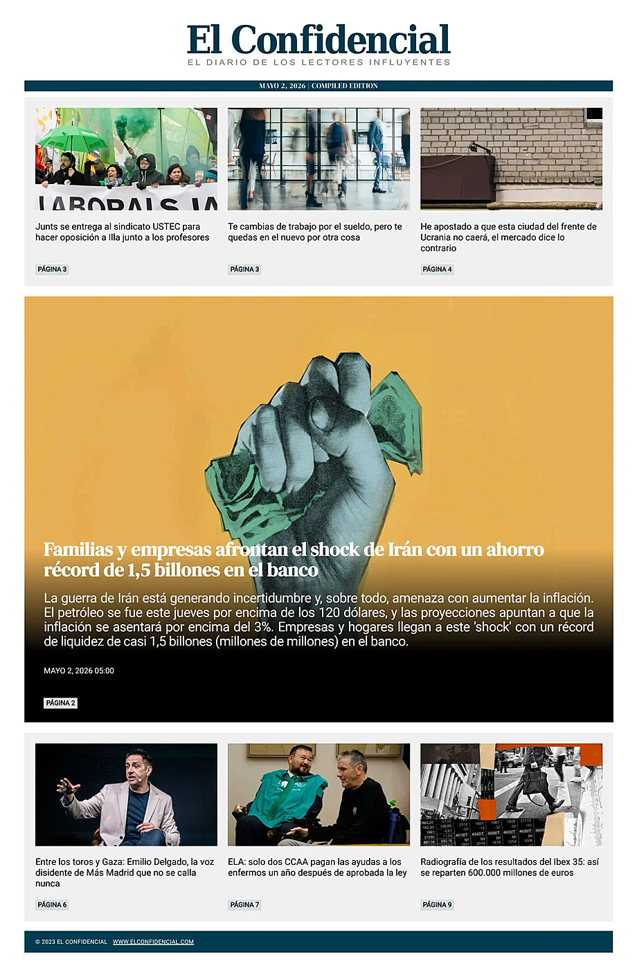 Portada El Confidencial de hoy - Quiosco 2 mayo 2026
