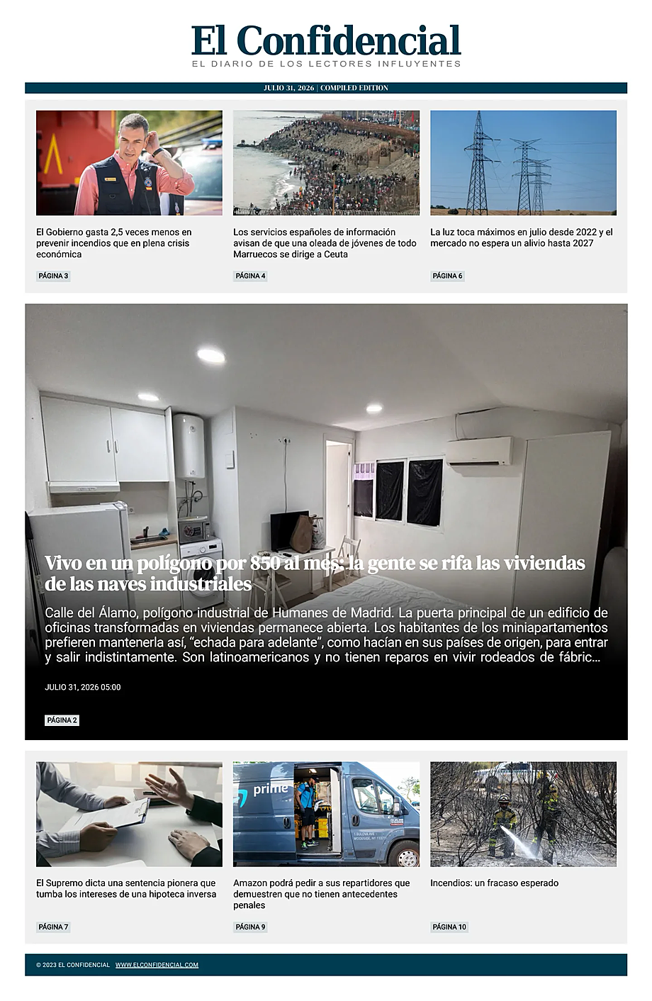 Portada El Confidencial de hoy - Quiosco 31 julio 2026