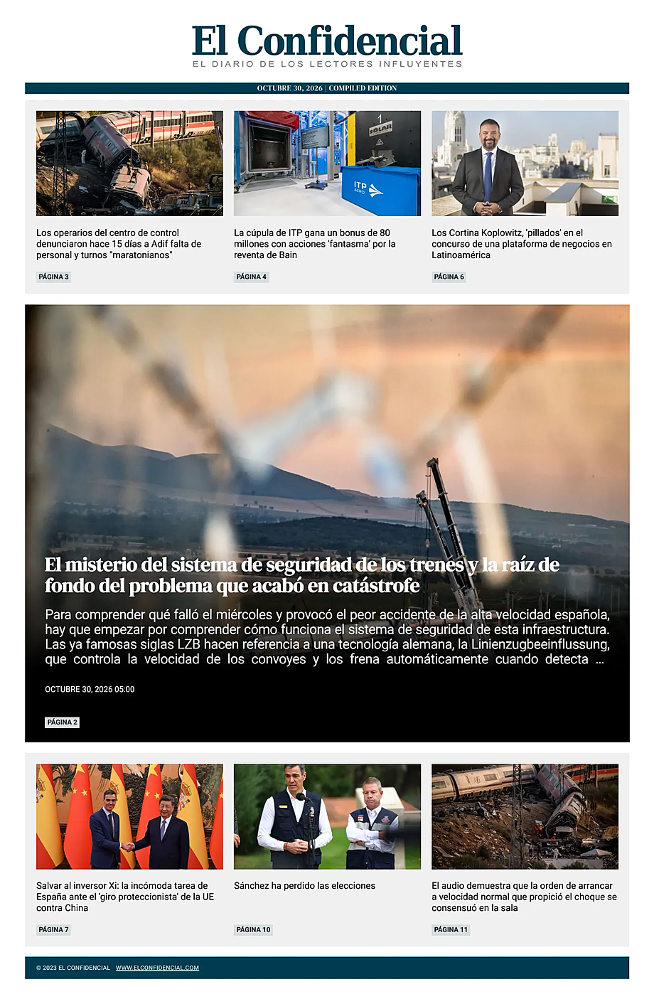 Portada El Confidencial de hoy - Quiosco 30 octubre 2026