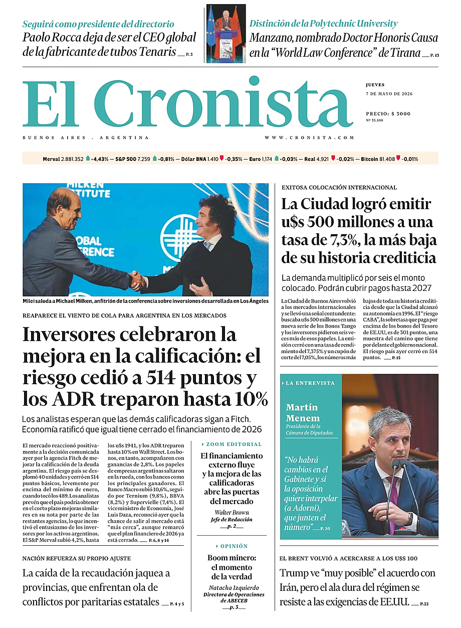 Tapa de El Cronista de hoy