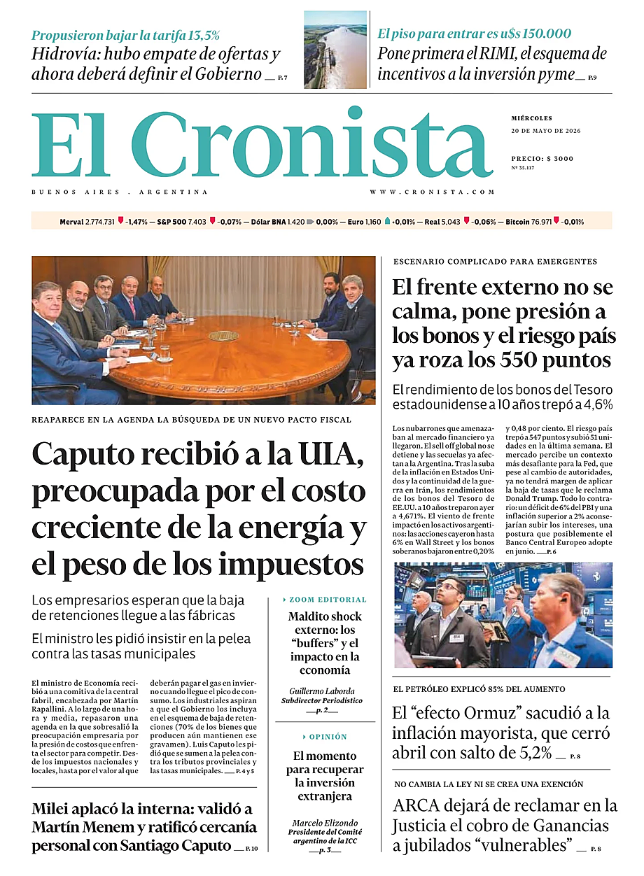 Tapa de El Cronista de hoy