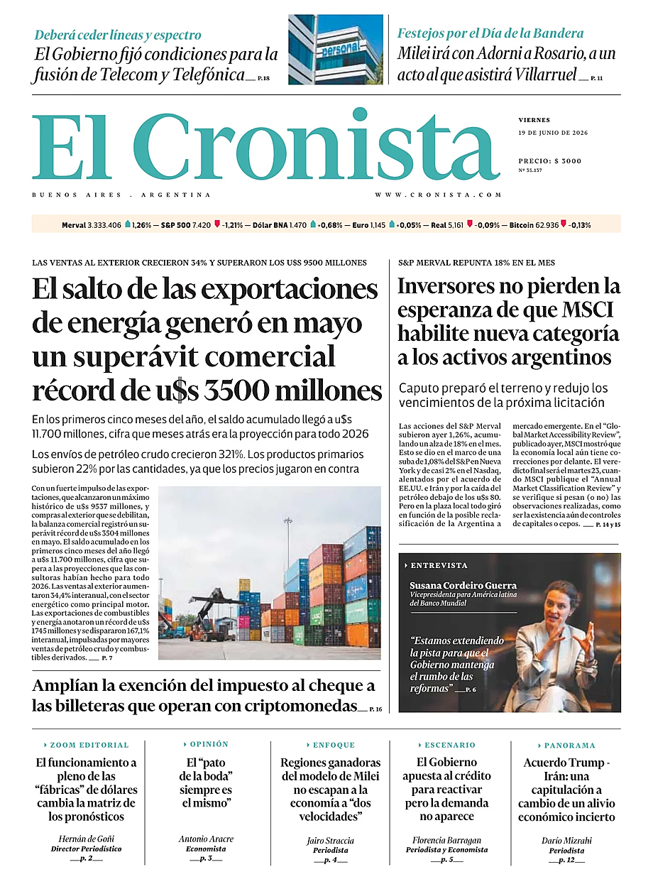 Tapa de El Cronista de hoy