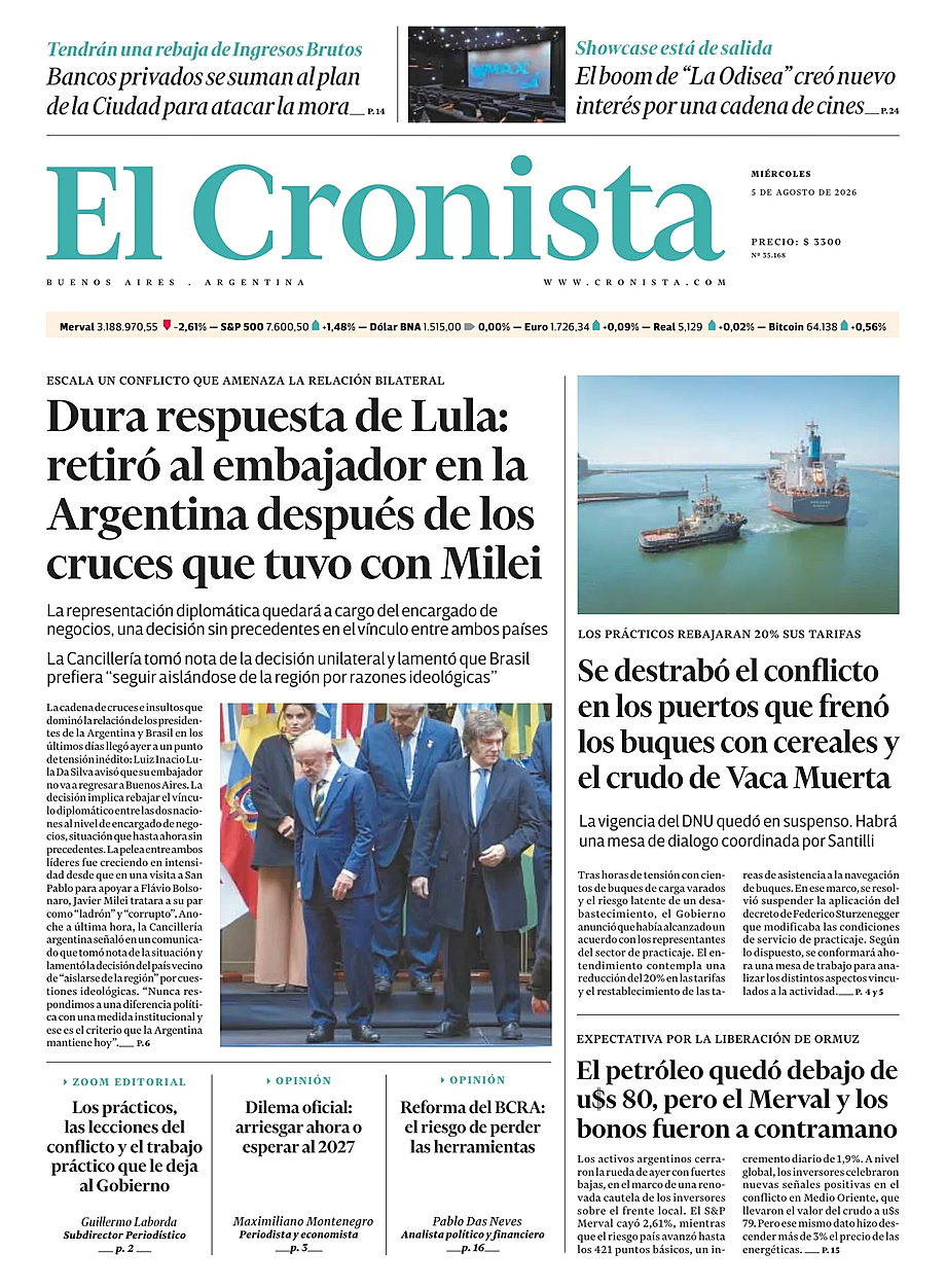 Tapa de El Cronista de hoy